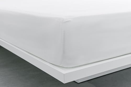SEDALINNE - Sábanas Bajeras - Sábana Bajera 105x190 cm Ajustable - Sábana Bajera 100% Algodón - Calidad 144 Hilos - Cama 105x190/200 - Sábanas Suaves y Resistentes - Blanco