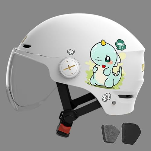 Cute Children's Motorcycle Crash Helmet ECE 22.06 Approved Kids Scooter Helmet with Sun Visor Moped Helmet for 3-12 Years Old Boys and Girls F,45-55cm