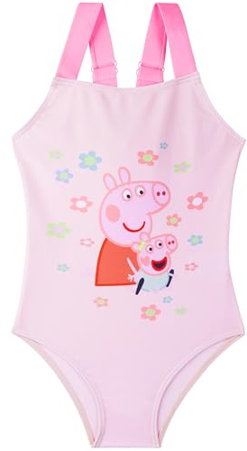 Peppa Pig | Disney Minnie Mouse Bañador Niña, Traje de Baño Infantil Una Pieza con Tirantes Ajustables, Ropa de Baño para Playa Piscina, Verano Regalo Niña