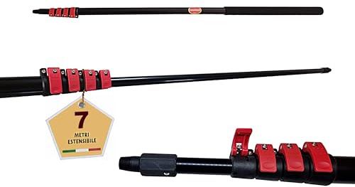 CleanFastX Italia | Asta Telescopica Professionale Estensibile Fino a 7 Metri | Estensione Rapida con Connettori | Palo Telescopico | Prolunga per Pulizia | Lavori di Pittura | Alluminio a 5 sezioni