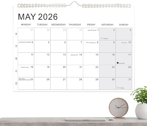 Moreeulsi Calendario de pared 2026-2027, planificador personal de gestión del tiempo con bloques grandes a rayas, calendario de pared de 18 meses de enero de 2026 a junio de 2027, para el hogar