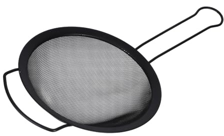 VICASKY Colino da Cucina in Acciaio Resistente con Manico Singolo Nero Setaccio Maglia Fine Resistente alla Ruggine Strumento Essenziale per Filtrare Farina Zucchero Velo e Ingredienti in