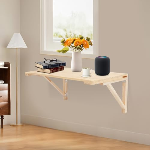 ZNLLQZN Wandklapptisch Klapptisch Holz Kleine Tische, Wandschreibtisch Platzeinsparung und Vielseitig Einsetzbar, als Esstisch, Schreibtisch, Küchentisch oder Arbeitsplatz, 80x50x30cm