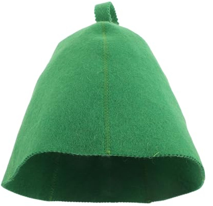 PLAFOPE Wool Felt Sauna Hat Heat Insulation Bathing Cap Water Absorbent Steam Shower Cap for Men and Women Spa Hair Protection Home and Hotel Use Green 25x23cm