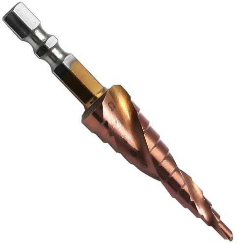 Step Drill Bit for Metal, M35 HSS Cobalt Step Drill Bit (3-13mm, 11-Steps) with 6.35mm Hex Shank, Cone Drills Bits for Hard Metal, Stainless, Steel, Aluminium, Wood