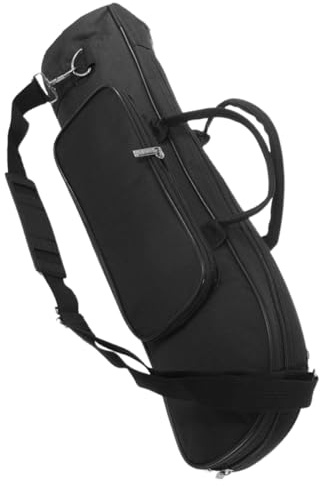 JECOMPRIS Funda para Trompeta Pequeña, Bolsa de Transporte de Tela Oxford Acolchado, Estuche Ligero para Músicos Jóvenes, Funda para Instrumento Compartimentos y Correa para Hombro