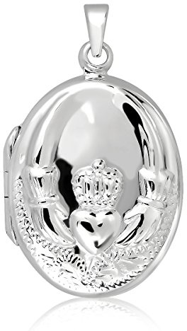 W | S WITHLOVE SILVER WithLoveSilver Geschenke Schmuck Sterling Silber 925 massiv antik oval Keltischer Claddagh Medaillon Anhänger