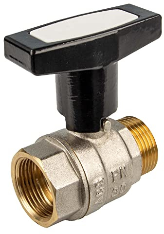 tecuro Kugelhahn, Innen- x Aussengewinde Rp 1 Zoll (DN 25) Alu-T-Griff, Messing vernickelt
