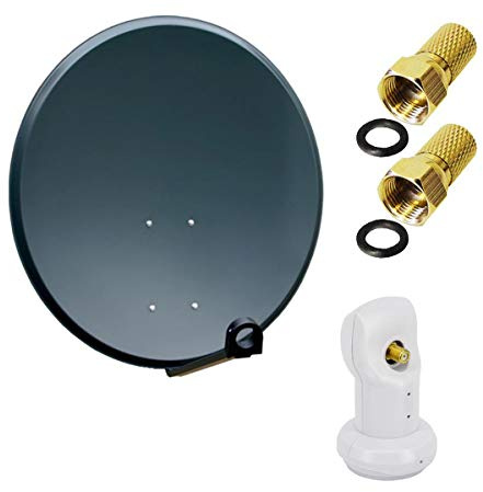 PremiumX Camping Satelliten-Komplettanlage 60cm Satellitenschüssel Aluminium SAT Single LNB 2X F-Stecker