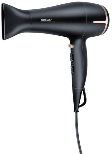 Beurer 591.32 HC 60 Ionen Haartrockner mit Berührungssensor, 2000 Watt, mit Stylingdüse und Volumendiffusor, 27, Schwarz