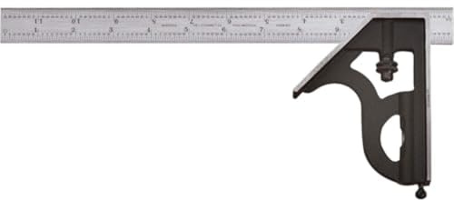 Starrett Kombinationswinkel aus Stahl mit quadratischem Kopf, 27,9–1,9 cm Klingenlänge | Gusseisenköpfe, gehärteter Stahl, reversibler Schlossbolzen, Anreißnadel, 36-Grad-Teilung, C11MEH-300