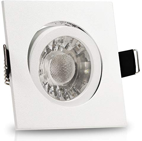 trendlights24 Bianco LED Einbaustrahler 230V Weiß matt 3er Set Spots 6W | Decken Einbauleuchte, eckig, LED Spots, GU10, 6 Watt, 560 lm, Kaltweiß, 6000k, Deckenspots, schwenkbar, 68 mm Lochmaß