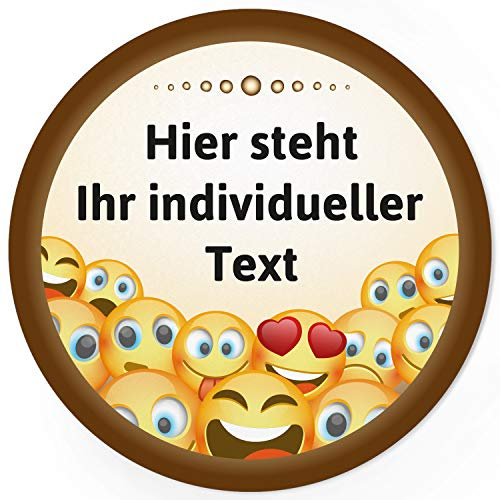 24 runde Design Etiketten Motiv Lustige Gesichter - PERSONALISIERTE Aufkleber mit Texten anpassbar