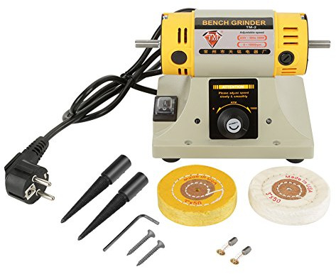 Poliermaschine,TM-2 220 V 350 Watt Elektrische Schleifmaschine Poliermaschine für Schmuck Holz, Schleifgeräten usw, 0-10000r / min 350W 50HZ Polishing machine set Poliermaschinensatz,viel Zubehör，EU