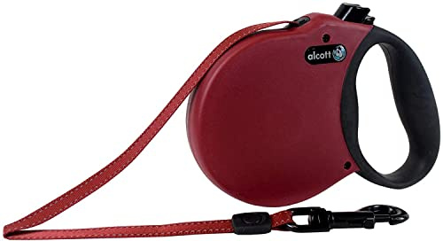 Alcott Expeditions Rolleine für Hunde 7,5 m Gurtleine Reflektorstreifen im Gurt mit Softgriff L, bordeaux, 50 kg