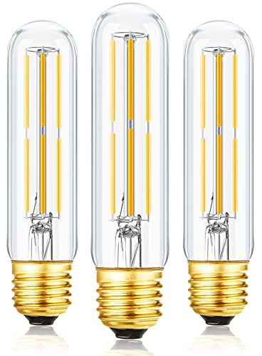 T10 Led Bulb,Dimmable 6W Led Tubular Bulbs, Soft White 3000K, 60 Watt Incandescent Bulb Equivalent, 3000K Soft White, Clear Glass, E26 Base Lamp Bulb, for Cabinet Display Cabinet etc,3 Pack.