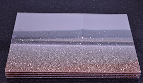 Pack of 4 Rose Gold Glitter Glass Placemat Rose Gold glitter ombre effect over transparent glass