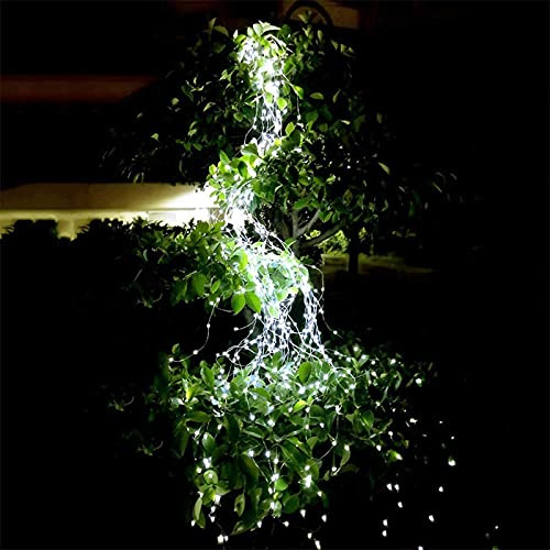 Solar Branch Fairy Lights,KINGCOO Waterproof Waterfall Tree Vines Lights 10 Strands 200led Solar Copper Wire Decorative String Lights 8 Modes for Home Garden Party Wedding Christmas Decoration(White)