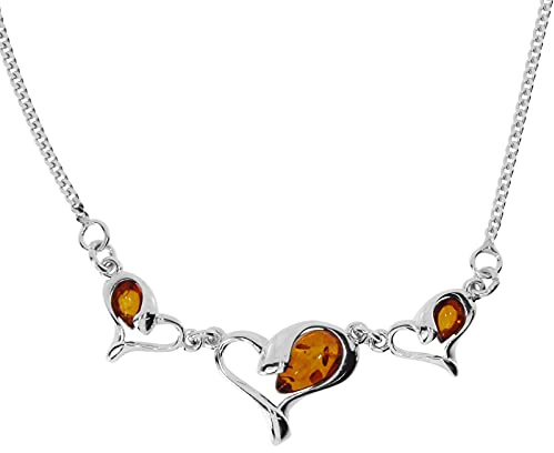 Collier - Herz - Silber 925/000 mit Bernstein