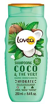 LOVEA - Shampooing - Coco & Thé Vert - Nettoie & Hydrate Intensément - Cheveux Tous Types - 95% D'Origine Naturelle - Sans Silicone - Sans Sulfate - Fabriqué En France - 250 ml