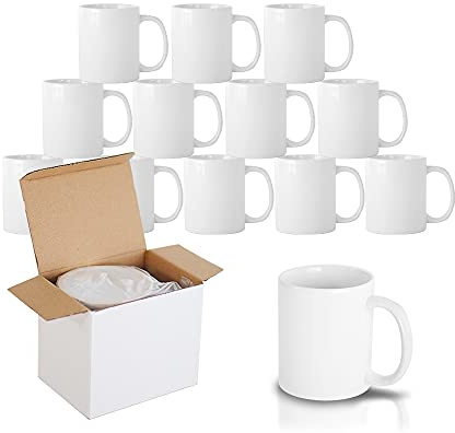 Signzworld Sublimation Mugs 11oz Blank Plain White Small Handle Coffee Mug with Gift Boxes (12)