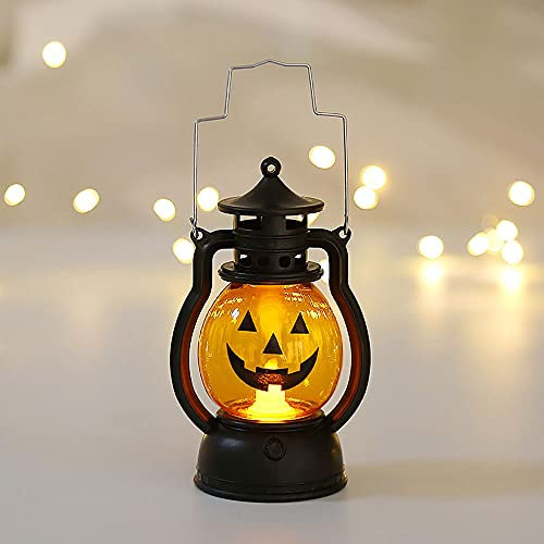Halloween pumpa lampor, retro pumpa lykta, bärbar pumpa lampa, söta Halloween dekorationer Ljus batteri drivs