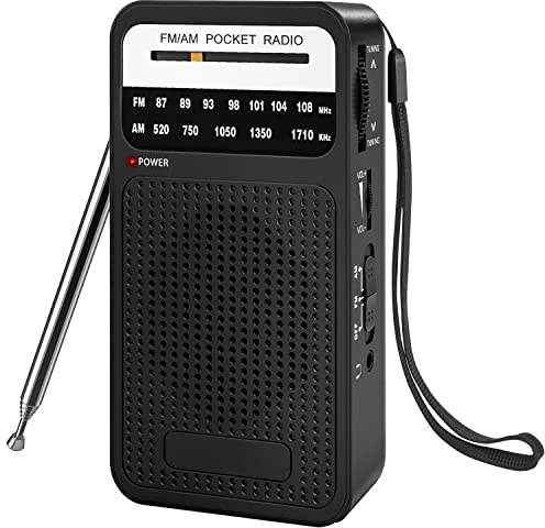 Ultra Tragbares Taschenradio FM/AM – DSP-Chip, 16,5-Zoll 360° Teleskopantenne, Stereolautsprecher, 3,5-mm Kopfhöreranschluss, Notfunkgerät für Wandern, Joggen, Camping (Schwarz)