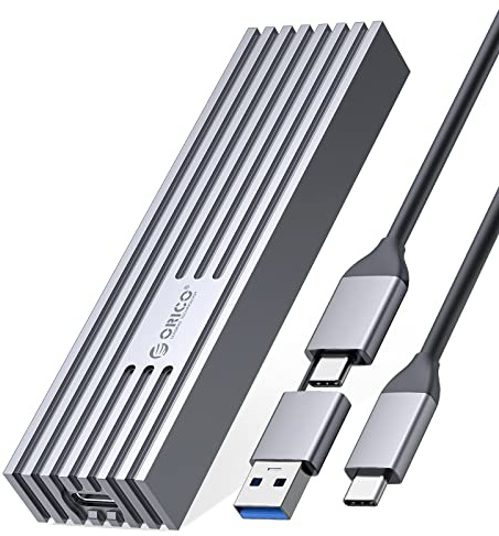 ORICO M.2 NVMe SSD Gehäuse auf USB-C PCIe Adapter 10 Gbps USB3.2 Gen2 für NVMe M-Key/M+B Key SSD 2230/2242/2260/2280, Upgraded M2 SSD Gehäuse aus Aluminium (Heatsink, UASP, Trim, SMART, 4TB)-M232GY