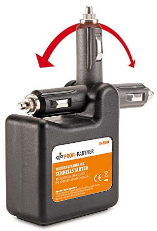 PROFI-PARTNER Aide au démarrage de voiture – Démarreur rapide rechargeable, connecteur 12 V, batterie externe USB avec indicateur de niveau de charge, batterie de démarrage, alimentation