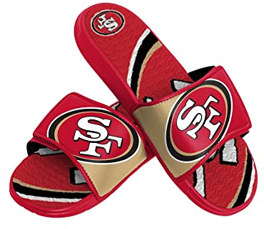 FOCO San Francisco 49ers NFL Colorblock Big Logo Gel Slide Red Badelatschen Hausschuhe - L