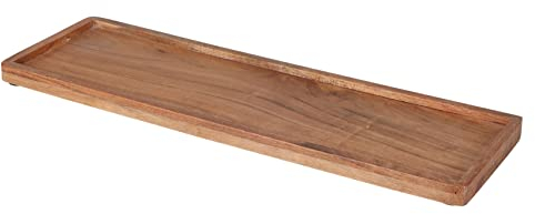 Vassoio decorativo in legno di acacia, rettangolare, 45 x 14 cm, con bordo, per Natale, Avvento, composizioni di matrimonio