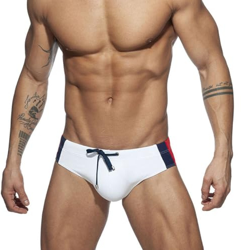 RQPYQF Costume da Piscina Uomo - Slip da Nuoto con Coulisse Regolabile, Taglia M - XXL (Bianco)