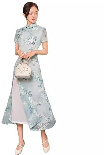 kewing Sommer Täglich Chiffon Ao Dai Cheongsam Verbessert Modern Vietnam Traditionelles Kleid Schlank Qipao für Frauen