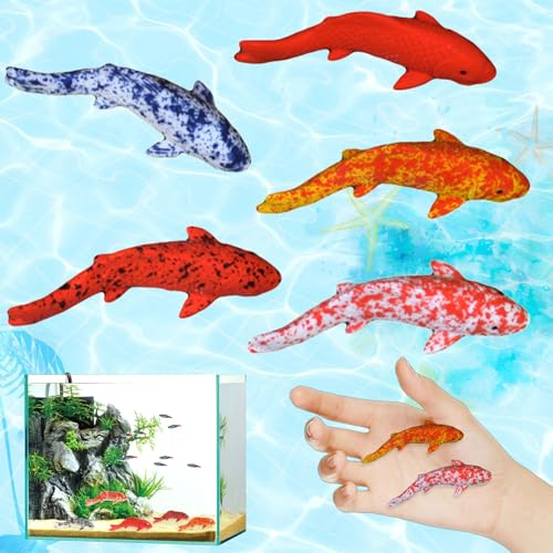 Xinlon 5 Stück Fisch Deko,Künstliche Fische für Teich, Aquarium Fische