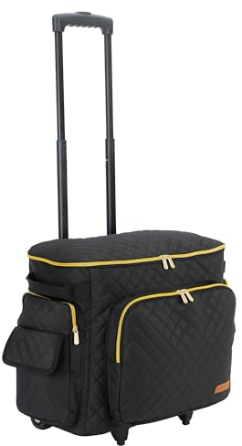 SEMPLIX Nähmaschinentrolley 50x43x32cm für alle gängigen Haushaltsnähmaschinen, Nähmaschinenkoffer für komfortablen Transport und sichere Aufbewahrung