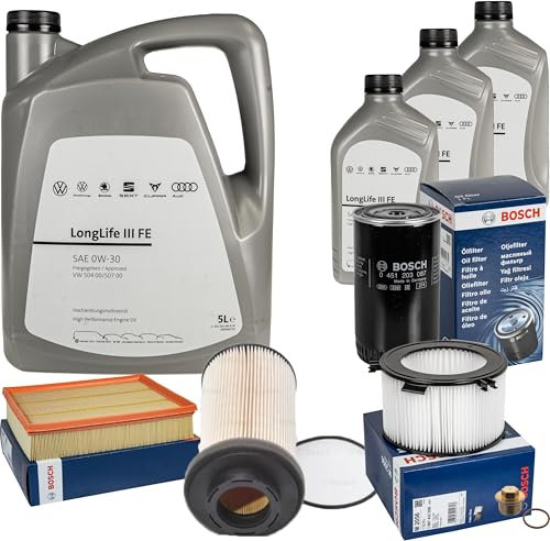 Inspektionspaket Wartungspaket Filterset mit 8 L 0W-30 Motoröl LongLife 3 FE, Ölfilter Luftfilter Kraftstofffilter Innenraumfilter Ölablassschraube