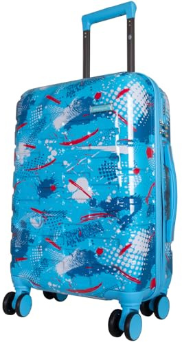 Trendyshop365 Hartschale Handgepäck klein Pescara mit Motiv 55cm 4 Rollen Hellblau