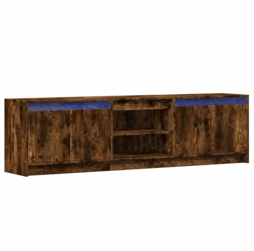 vidaXL Mueble de TV LED Madera ingeniería Roble Ahumado 180x34x50 cm