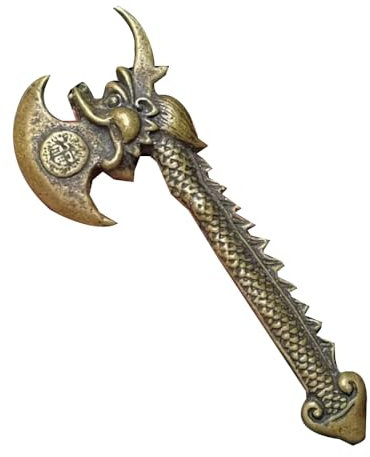 LONDAEE Antica ascia da collezione in rame a forma di testa di drago, ornamento da scrivania
