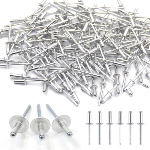 100 Stück Blindnieten Aluminium, Popnieten 4,8x13mm Großer Flansch Nieten Blindnieten Set Blindniete für Metall Holz Kunststoff (Silber 4,8x13 (16mm))