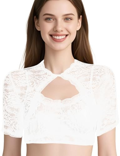 SSKHE Elegante Blusa Dirndl Blanca de Manga Corta para Mujer - Una Pieza Icónica de la Ropa Tradicional Cervecera para Momentos Inolvidables en la Fiesta de la Cerveza de Baviera.