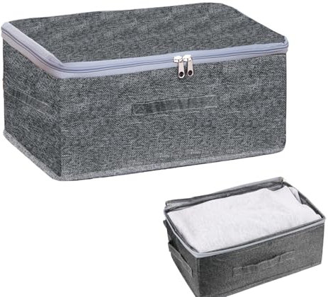 Scatole Pieghevoli Con Coperchio A Zip, Scatole Per Vestiti, Scatola Con Combinazione Contenitore Pieghevole Con Coperchio, Organizer Per Armadio Da Camera Da Letto (30 X 20 X 14 Cm)