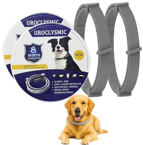 UroClysmic 2er-Pack Halsband für Hunde - Natürliches Ätherisches Öl, Wasserdicht, Verstellbar, 16 Monate Schutz für Welpen und Hunde ab 7 Wochen, Komfort und Sicherheit