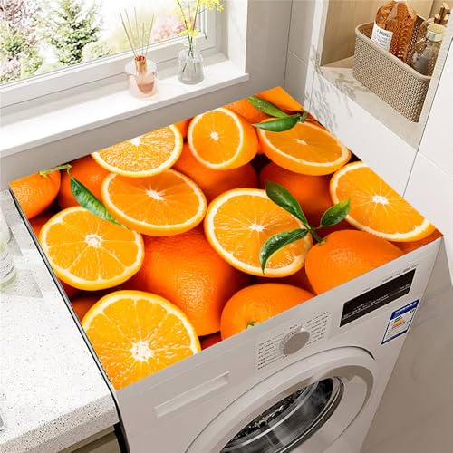 Odot Tapis de Protection pour Dessus de Machine à Laver, Antidérapant Housse de Machine à Laver pour Sèche-Linge Buanderie Réfrigérateur Cuisine (Orange,40x50cm)