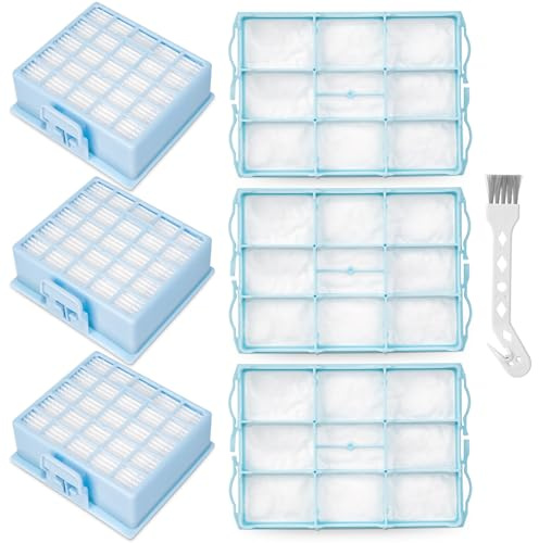 3 HEPA Filter+3 Motorschutzfilter für Siemens VS06G VS06B VS06C VSZ3 Serie | Kompatibel mit Siemens Synchropower VSZ31423 VSZ31455 VSZ31456 VSZ31466, für Bosch BSG6 BSGL3 BSGL4 Serie