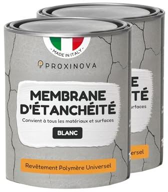 Membrana liquida impermeabilizzante Bianca PROXINOVA (1500 ml) - impermeabilizzante terrazzi, tetti e camini, guaina liquida calpestabile per esterni, ideale per riparare grondaie e piatti doccia