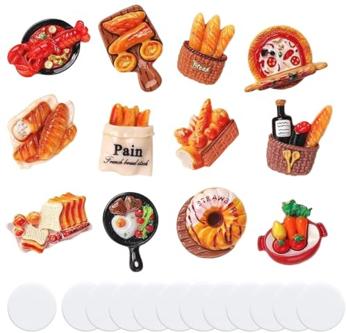 VEOIRXU 12 Stück Wichtel Zubehör Puppenhaus Zubehör Miniatur Wichtelzubehör Essen und Trinken Harz Lebensmittel Puppenzubehör Mini Küche Kleine Kuchen Ideal Geschenk für Kinder Weihnachten Deko