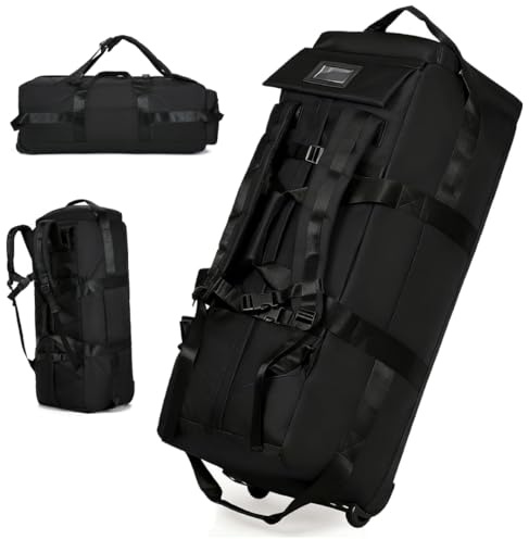 3 in 1 Sac de Voyage à roulettes 75L, 80x30x33cm Sac à Dos Voyage avec Organisateur de Voyage Imperméable, Compartiment Chaussures, Oxford Robuste résistant à l'usure et imperméable