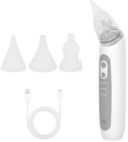Anluomania Elektrischer Nasensauger, Nasensauger Baby mit 3 Saugstufe & 3 Silikon Tipps, Baby Nasensauger Wiederaufladbar, Nasensauger Baby Elektrisch Mit Musikfunktion, leicht zu reinigen