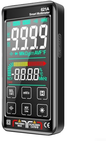 Multimètre numérique intelligent 621 A avec True RMS, plage automatique et 9999 comptes, testeur électrique rechargeable pour électriciens et bricolage (rouge)